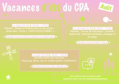 CDA Vacances d'été mois d'Août