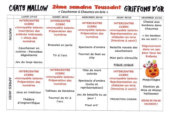 Planning Chats Mallow et Griffons d'Or