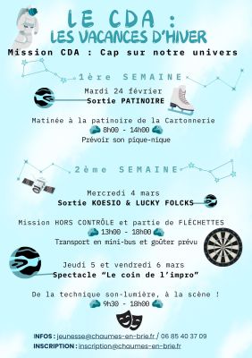Programme du CDA - Vacances d'Hiver
