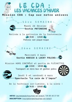 Programme du CDA - Vacances d'Hiver