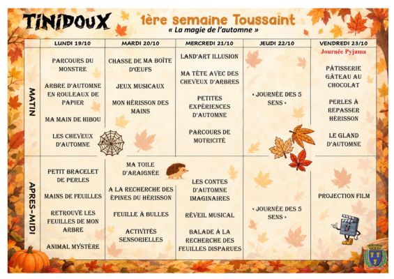 Planning Tinidoux 1ère semaine