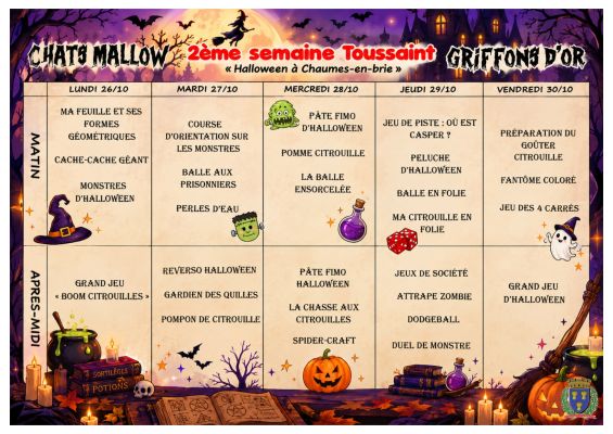 Palannings Chats-Griffs 2ème semaine