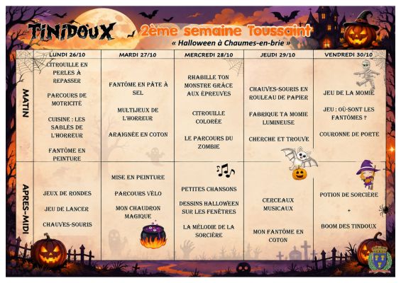 Planning Tinidoux 2ème semaine